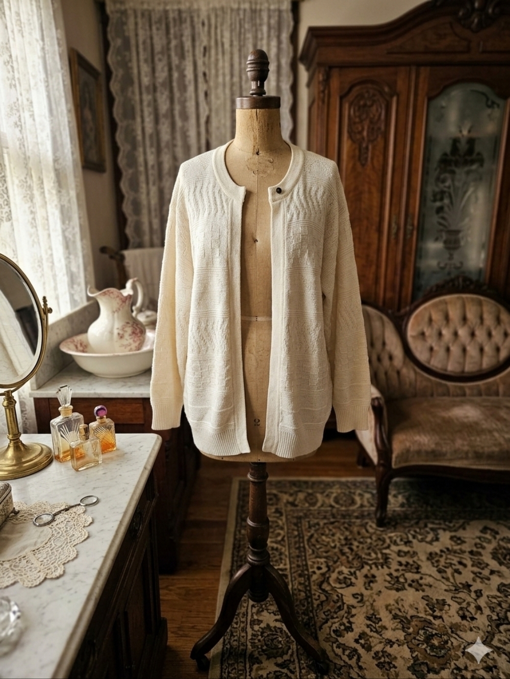 Vintage Bay Club Textured Knit Cardigan Sweater